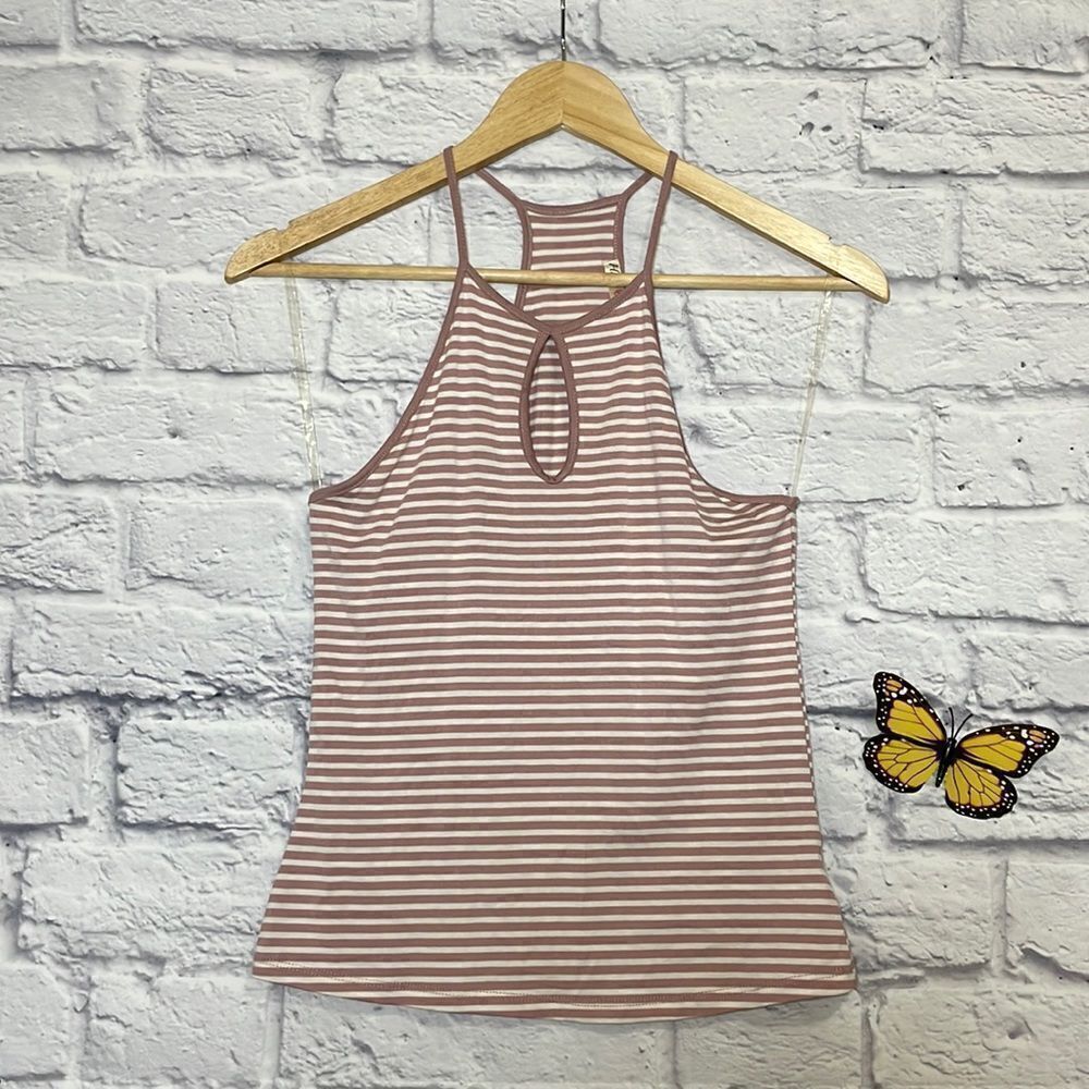 Heart & Hips Striped Keyhole Tank Size Medium